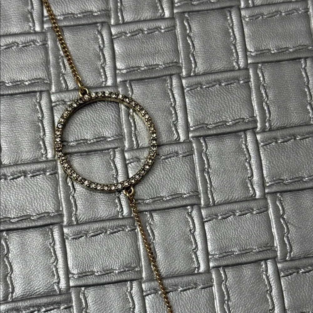 LOFT Gold-Tone CZ Circle Station Long Necklace